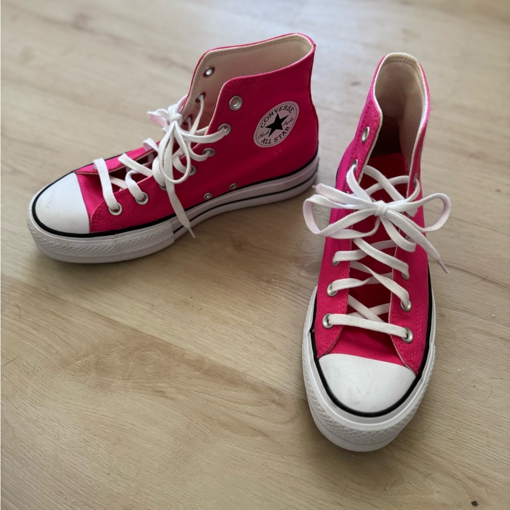 Converse Pink and White High-Top Sneakers Canvas